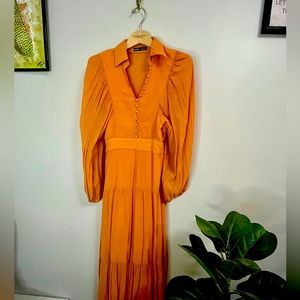 Burnt orange ballon sleeve maxi dress